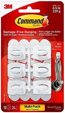Amazon.com: Command Mini Hooks Value Pack, White, 18-Hooks, 24-Strips, Organize Damage-Free : Hom... | Amazon (US)