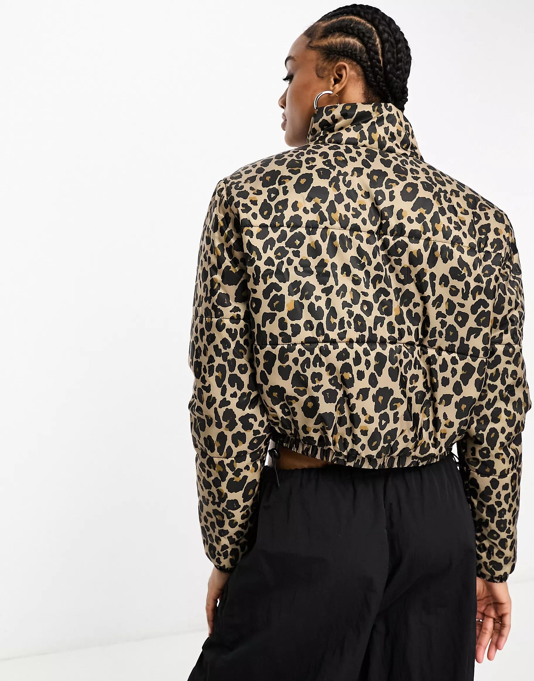 Violet Romance Tall puffer jacket in leopard print | ASOS (Global)