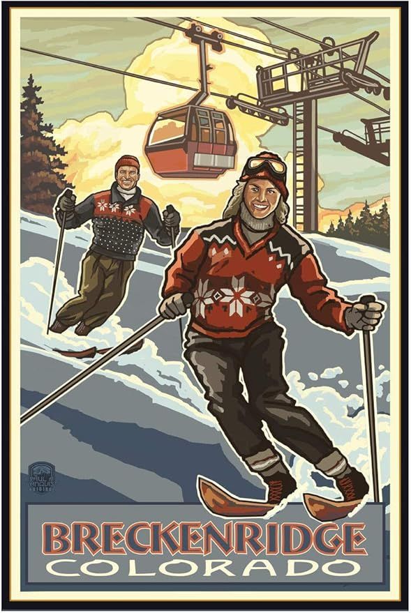 Downhill Skier Pair Breckenridge Colorado Giclee Art Print Poster from Travel Artwork by Artist P... | Amazon (US)
