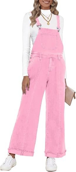 Vetinee Womens Overalls Denim Loose Fit Wide Leg Bib Stretch Baggy Jeans Jumpsuit Y2K Comfy | Amazon (US)