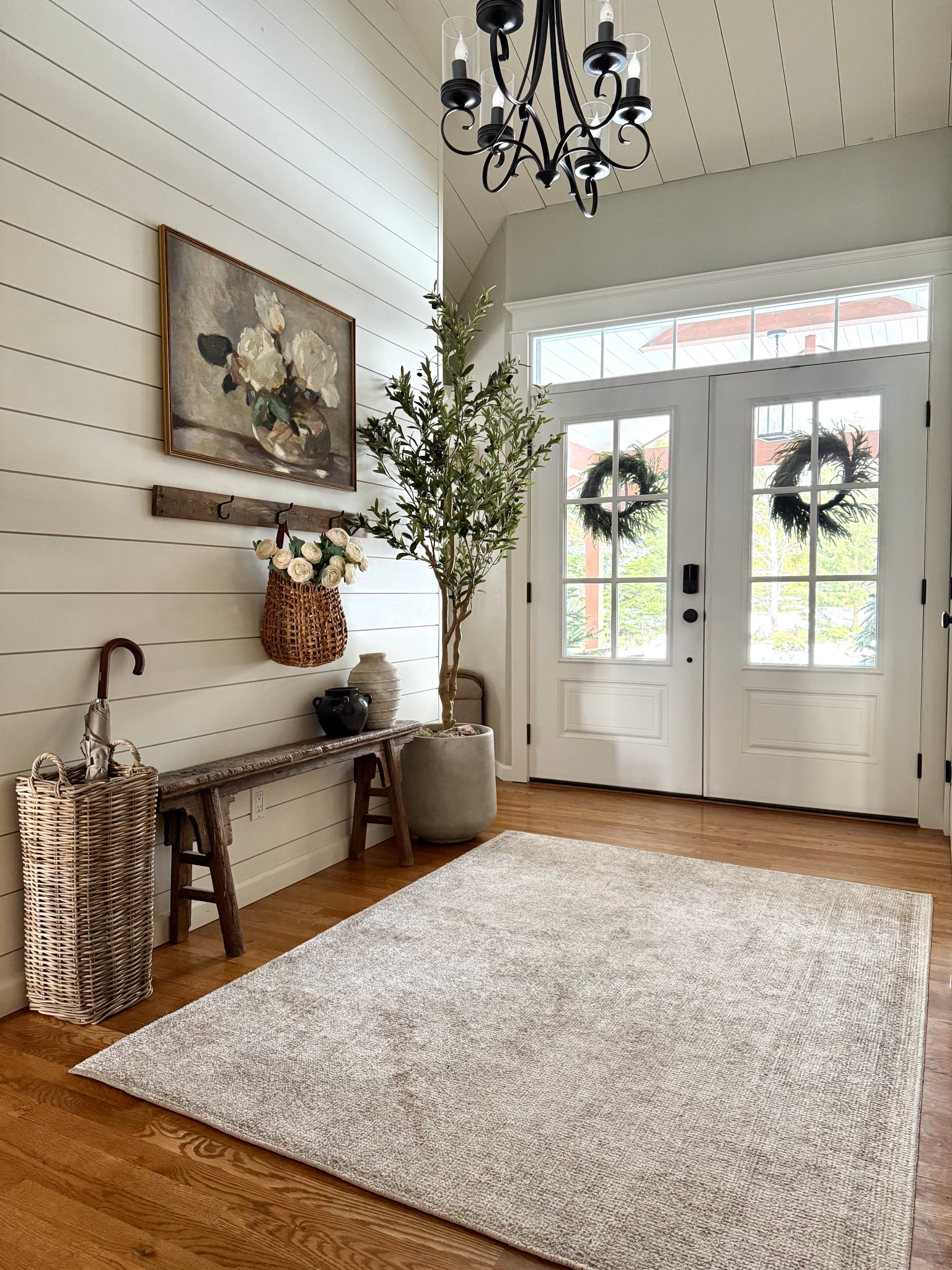 Step into winter with a cozy, curated entryway ✨ I layered a vintage neutral print in a delicate frame above a vintage Tibetan farmers bench (yes, there’s a matching Amazon find!), paired with a low-pile neutral rug for warmth and texture. European-inspired pottery, a sleek concrete planter, and baskets for function bring character, while a hanging faux ranunculus in creamy white adds soft, realistic charm. It’s the perfect mix of vintage, collected, and refined — welcoming every guest with effortless style 🤍
Hashtags

#LTKSeasonal #LTKstorytime #LTKHome