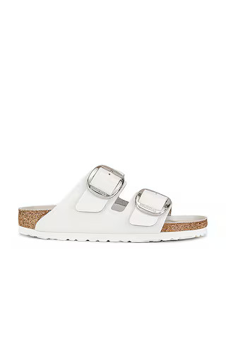 Arizona Soft Footbed Sandal in Metallic Silver | Revolve Clothing (Global)