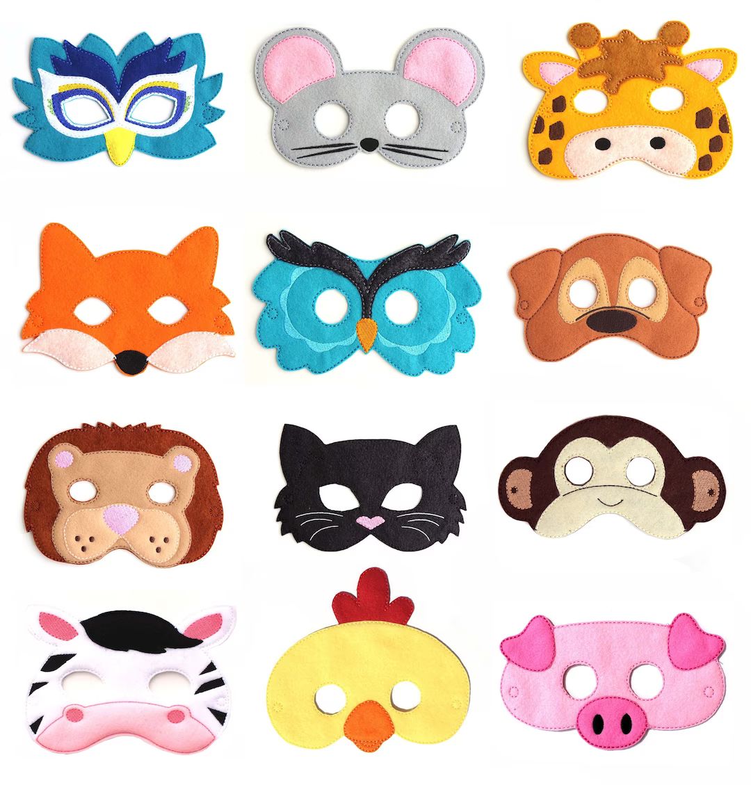 Pick Any 3 Kids Masks Kids Mask, Felt Mask, Kids Face Mask, Animal Mask, Halloween Costume, Prete... | Etsy (US)