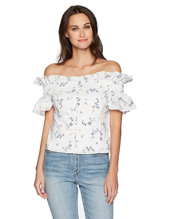 Rebecca Taylor Women's Off Off Shoulder Francine Top | Amazon (US)