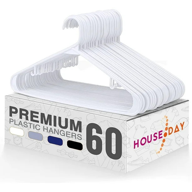 Metronic Plastic Hangers 60pack Durable White Clothes Hangers Lightweight Adult Space Saving Hang... | Walmart (US)