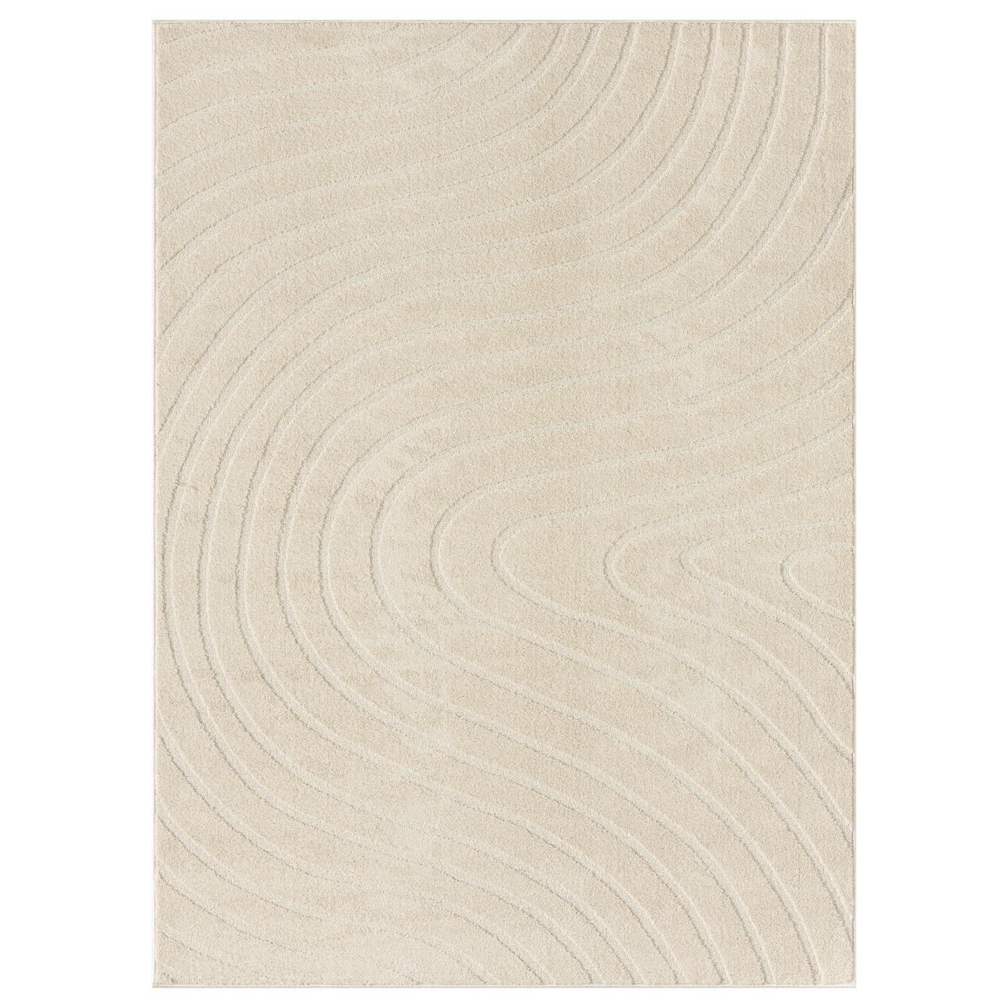 Luxe Weavers Modern Geometric Wave Cream 8x10 Area Rug, Stain Resistant Carpet - Walmart.com | Walmart (US)