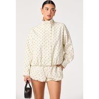 ASTR the Label | Cooper Funnel Neck Bomber Jacket in Black polkadot | Size M | ASTR The Label (US)