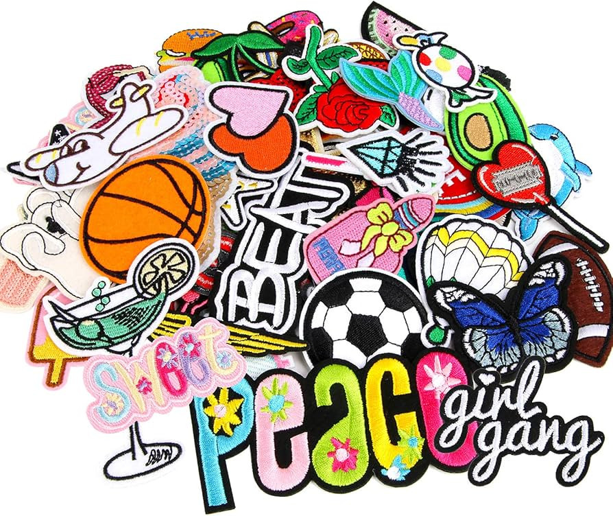 60pcs Random Assorted Styles Embroidered Iron on Patches, DIY Sew Applique Repair Patch Iron on/S... | Amazon (US)