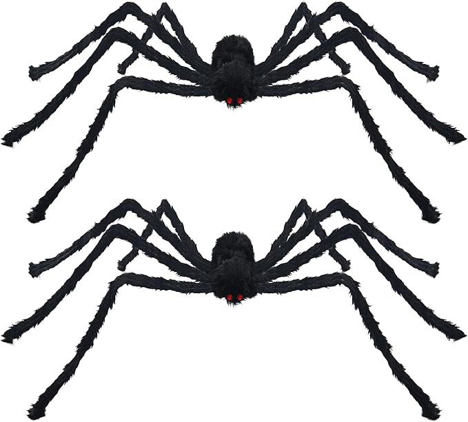 Pawliss Halloween Decorations, 6.6 feet Scary 2 Pack 200cm Giant Spider Halloween Spider, Hallowe... | Amazon (US)