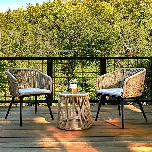 EAST OAK Patio Furniture Set 3-Piece, Outdoor Conversation Set Handwoven Rattan Wicker Chairs wit... | Amazon (US)