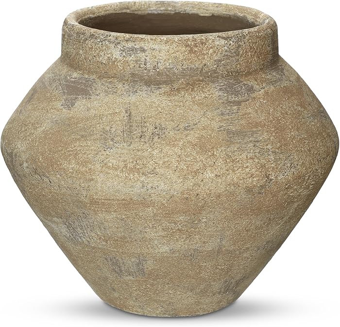 Briful Large Rustic Ceramic Vase with Distressed Finish, 8.2'' Tall Wide-Belly Decorative Flower ... | Amazon (US)