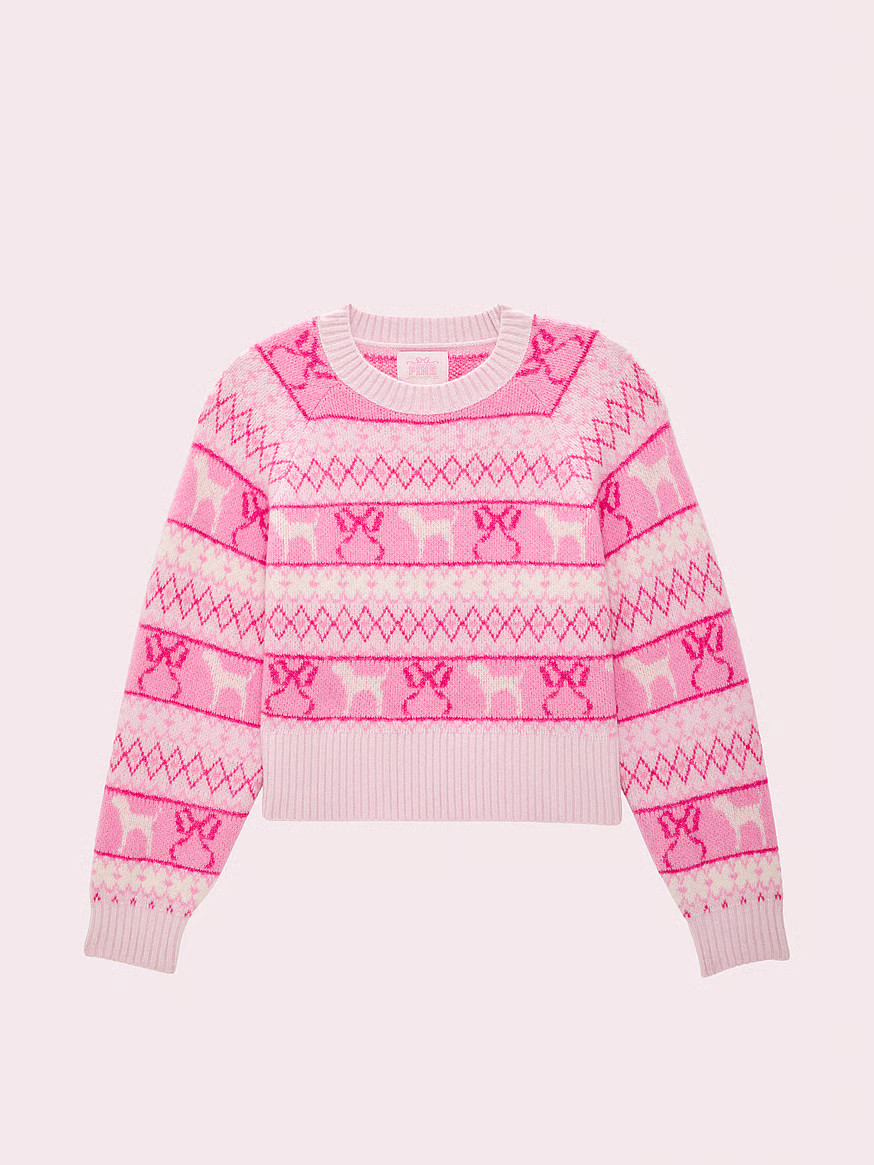 Buy PINK x LoveShackFancy Boxy Sweater, Pink Tulip Fairisle - Order Sweaters online - PINK US | Victoria's Secret (US / CA )