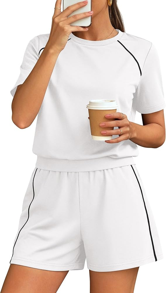 PRETTYGARDEN Sweatsuits Women 2 Piece Outfit 2026 Summer Lounge Shorts Sets Matching Spring Trave... | Amazon (US)