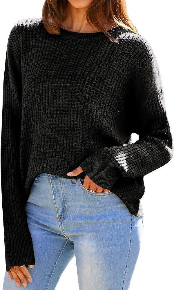 GRACE KARIN Women's Sweater 2024 Casual Loose Crew Neck Long Sleeve Crochet Fall Pullover Sweater... | Amazon (US)
