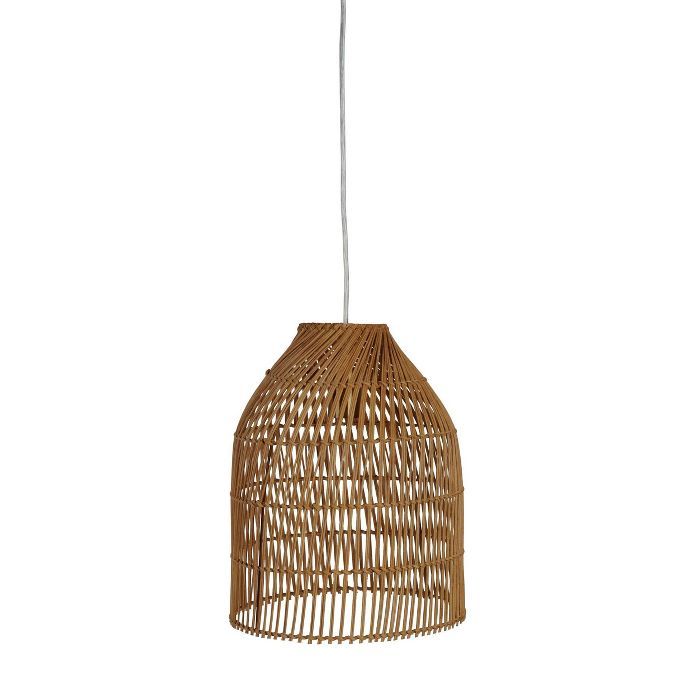 Rattan Small Pendant Diagonal Weave (Includes LED Light Bulb) Tan - Opalhouse™ | Target