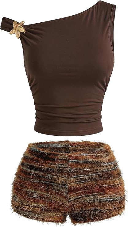 SOLY HUX Women's 2 Piece Summer Vacation Outfits Off the Shoulder Tops and Boho Shorts Matching S... | Amazon (US)