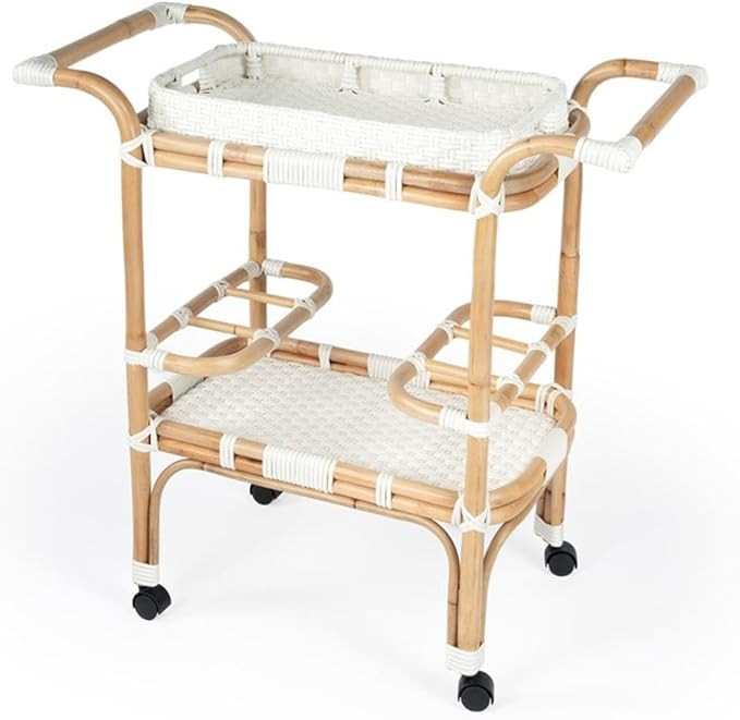 Butler Specialty Company Selena White Rattan Bar Cart | Amazon (US)