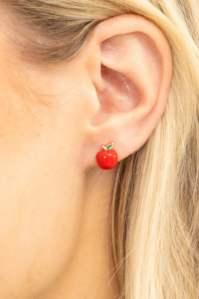 PREORDER: Apple Of My Eye Red Novelty Earrings | The Mint Julep Boutique
