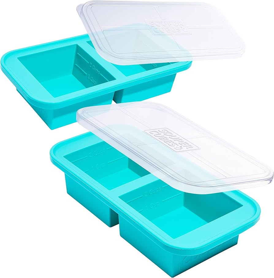 Souper Cubes 2 Cup Silicone Freezer Molds with Lids – Soup Cubes for Freezing Lasagna, Leftover... | Amazon (US)