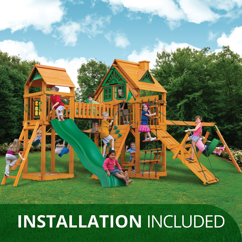 Gorilla Playsets Pioneer Peak Residential Wood Swing set ( Installation Included ) in Brown | 6816 | Lowe's