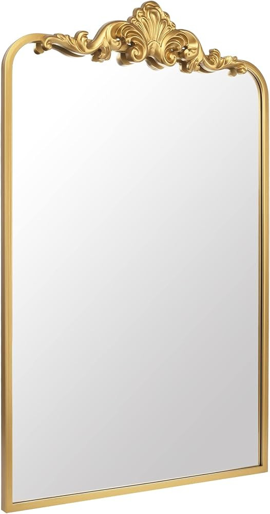 Ruomeng Traditional Wall Mirror, Baroque Inspired Wall Décor, Gold Accent Mirror for Vanity Entr... | Amazon (US)