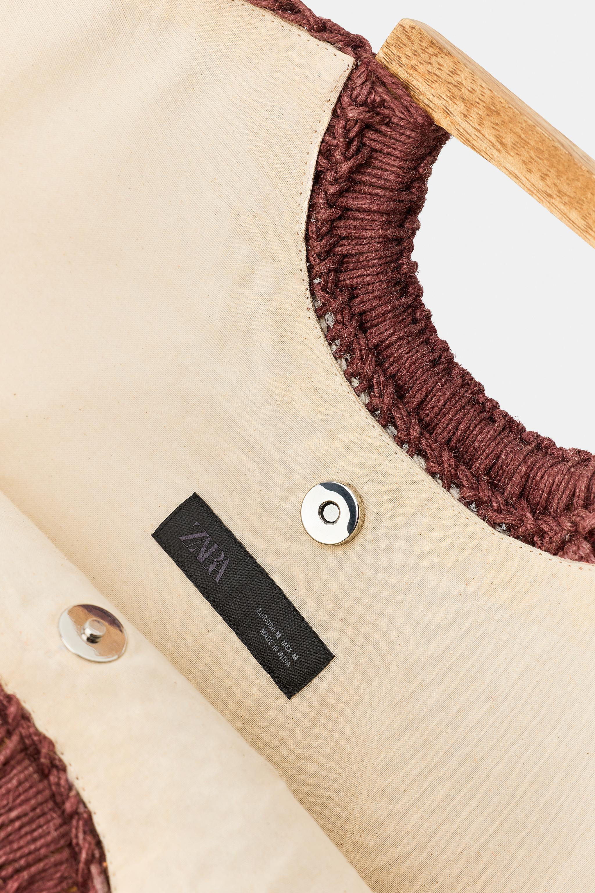 100% JUTE STRIPED TOTE BAG | Zara UK