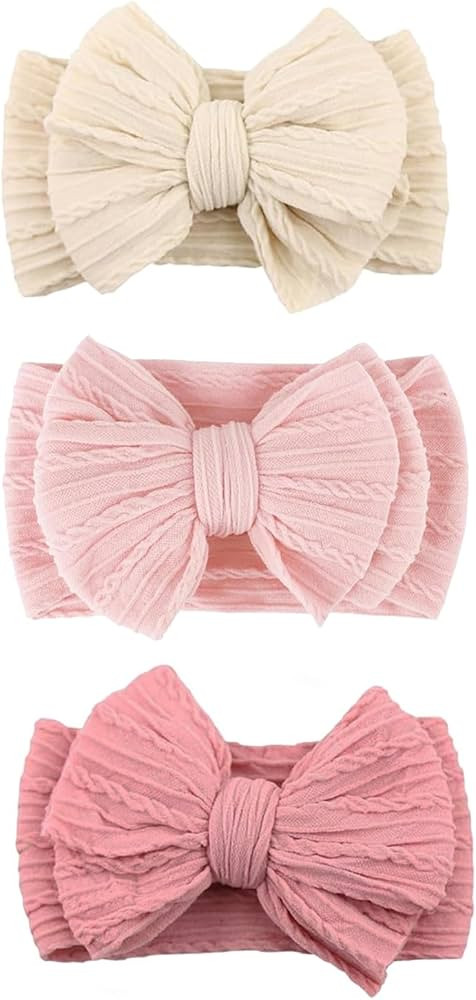 Baby Bows Headbands Nylon Hairbands Baby Girl Bows Hair Accessories for Infant Toddler Essentials... | Amazon (US)