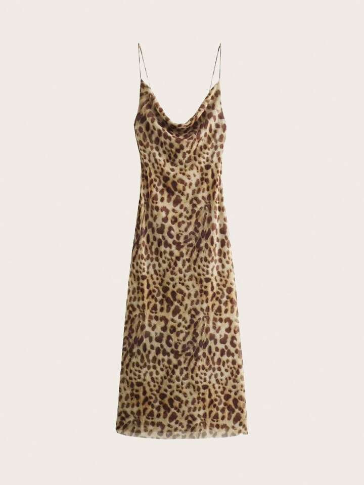Summer Leopard Print Silk Mesh Spaghetti Strap Dress | SHEIN