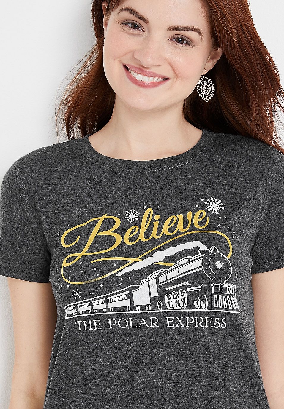 Believe Polar Express Gray Graphic Tee | Maurices