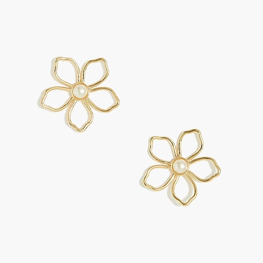 Gold floral drop earrings | J.Crew Factory