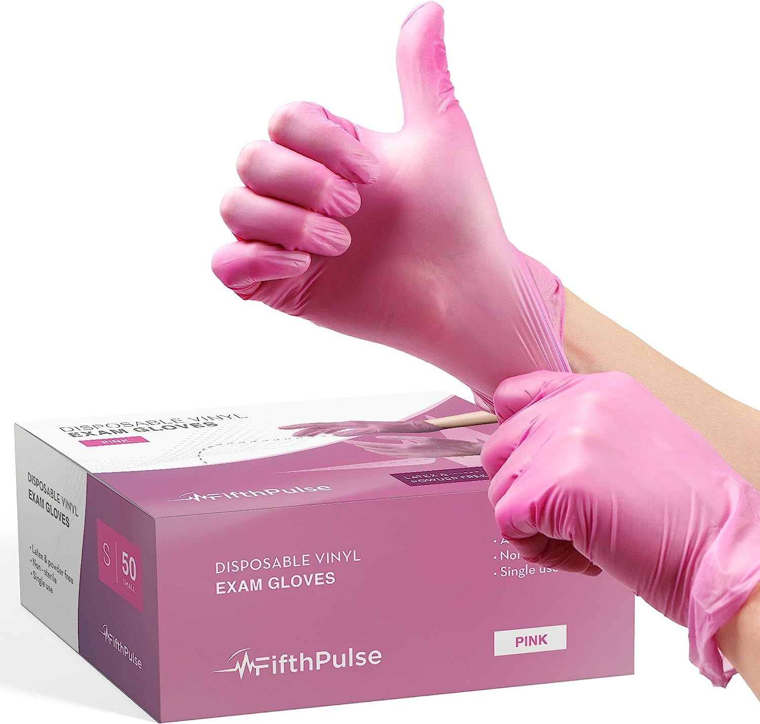 FifthPulse Pink Vinyl Disposable Gloves 50 Pack | Amazon (US)