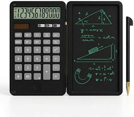 Calculator with Writing Pad,12-Digit LCD Display, Dual Power Solar + Coin Cell,1-Yr Battery Life ... | Amazon (US)