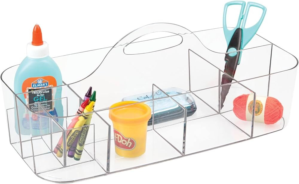 mDesign Plastic Portable Craft Storage Organizer Caddy Tote, Divided Basket Bin with Handle for C... | Amazon (US)