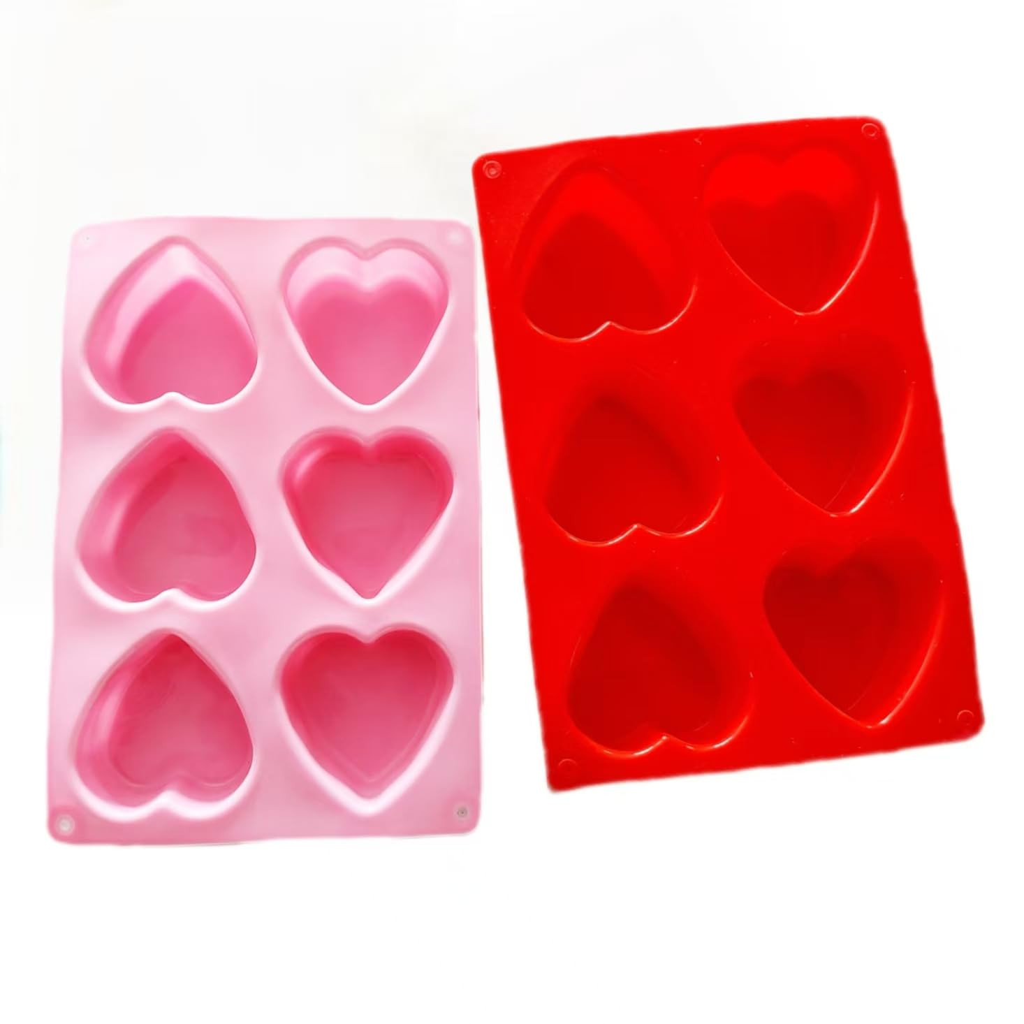 Heart Shaped Silicone Mold (Pink and Red) Set of 2 For Chocolate Cake Jelly Pudding Handmade Soap... | Amazon (US)