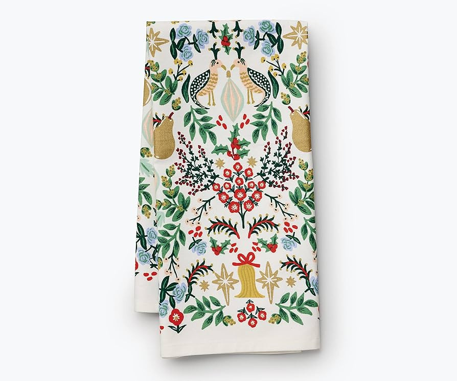 RIFLE PAPER CO. Partridge Tea Towel, 10" L x 6" W, Add Color to You Kitchen with Vibrant Screen P... | Amazon (US)