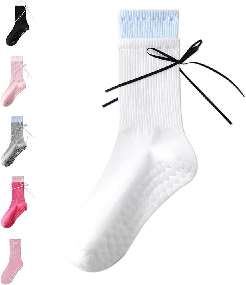 Cute Pilates-Socks for Women Non-Slip Grip Socks for Yoga Pilates Breathable Grippy Socks Pilates... | Amazon (US)