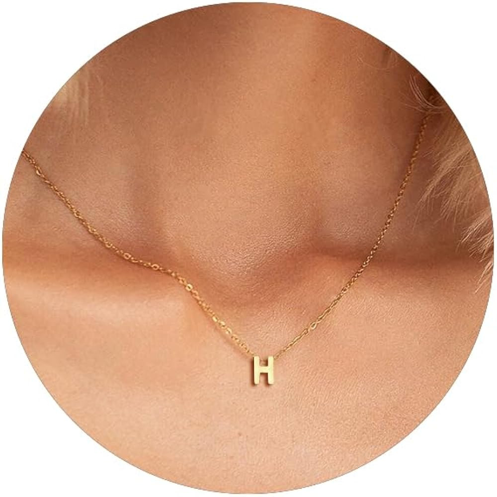 MOMOL Tiny Initial Necklace 18K Gold Plated Small Letter Necklace Personalized Name Necklace for ... | Amazon (US)