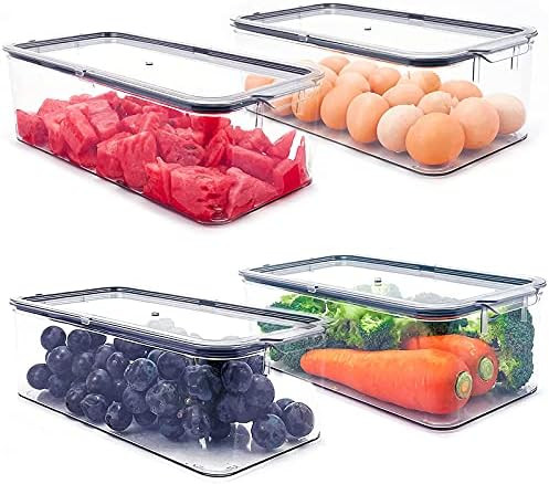 Aimacro Stackable Clear Refrigerator Organizer Bins with Sealing Lid, Smell Proof and Keep Fresh,... | Amazon (US)
