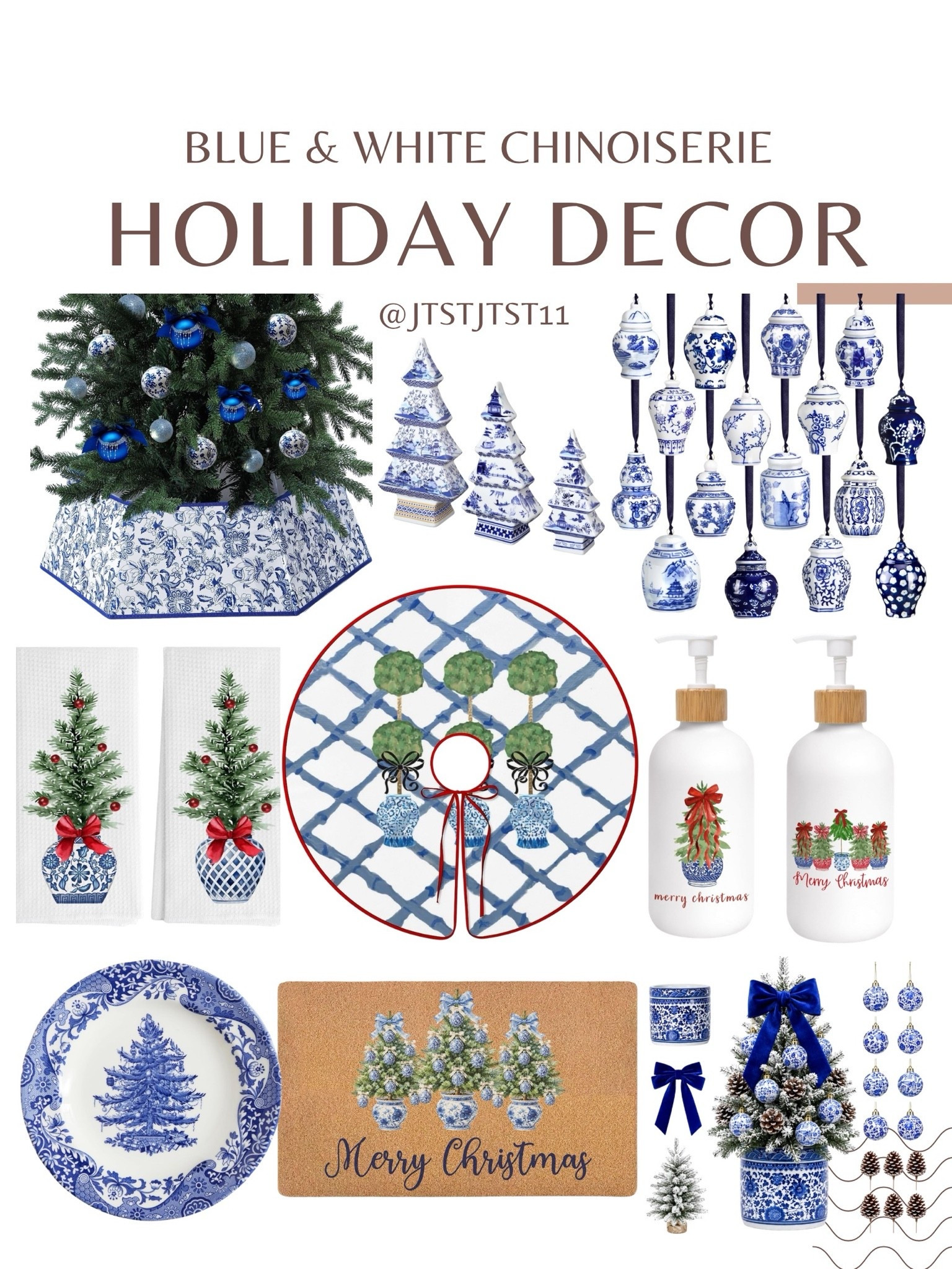 Sharing blue and white chinoiserie holiday decor that will make great gifts too!