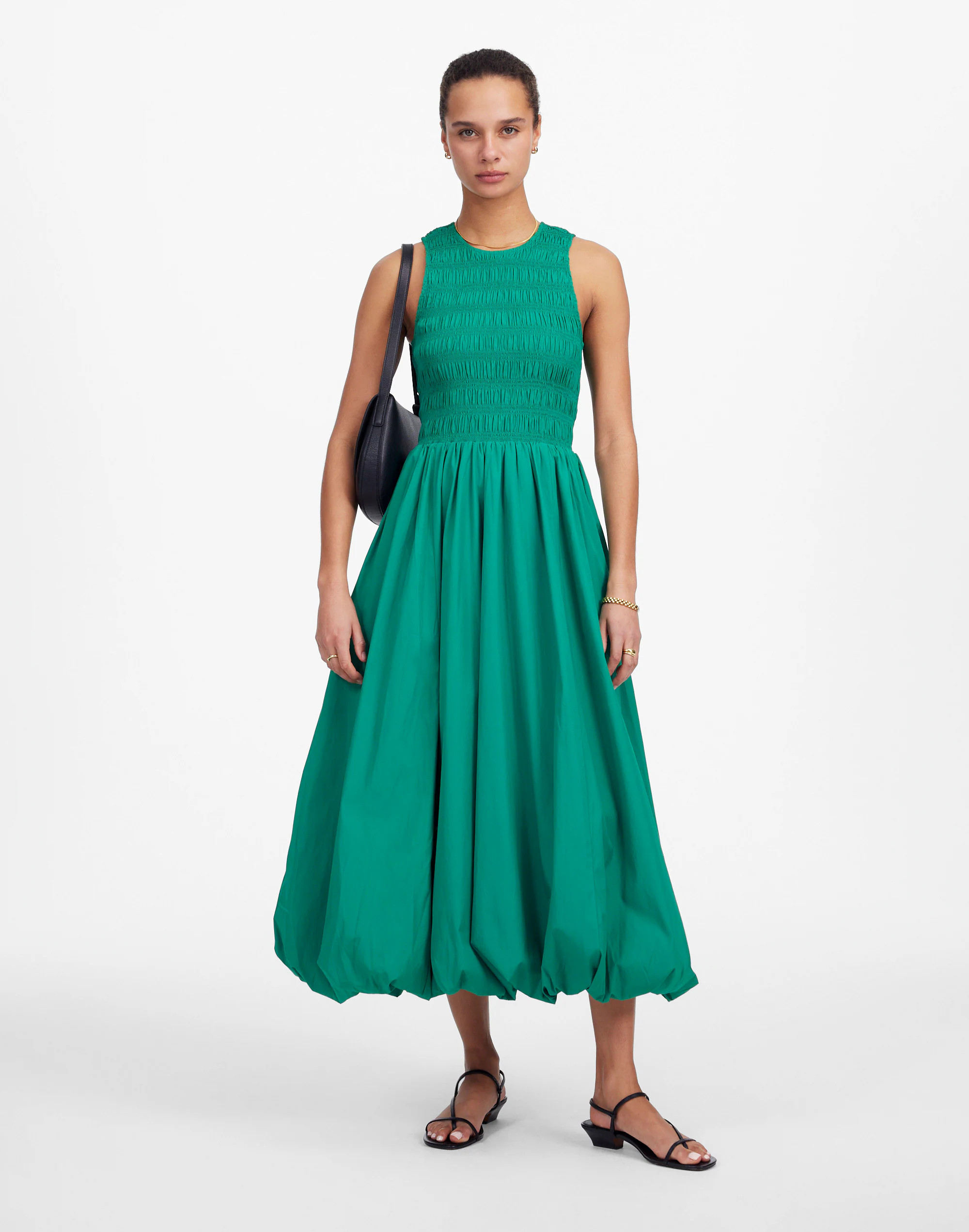 The Melody Bubble-Hem Smocked Midi Dress in Poplin | Madewell