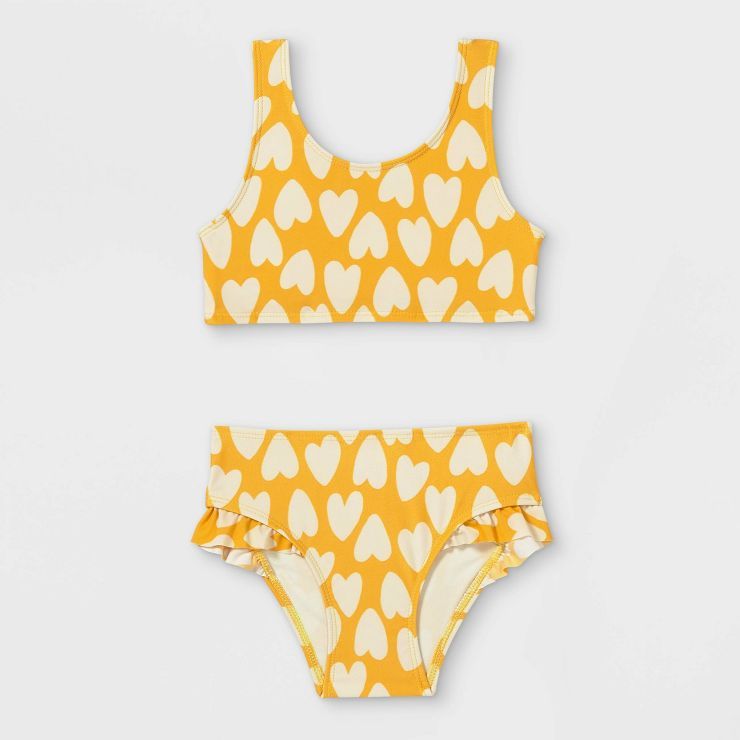 Toddler Girls' Heart Print Bikini Set - Cat & Jack™ Yellow | Target