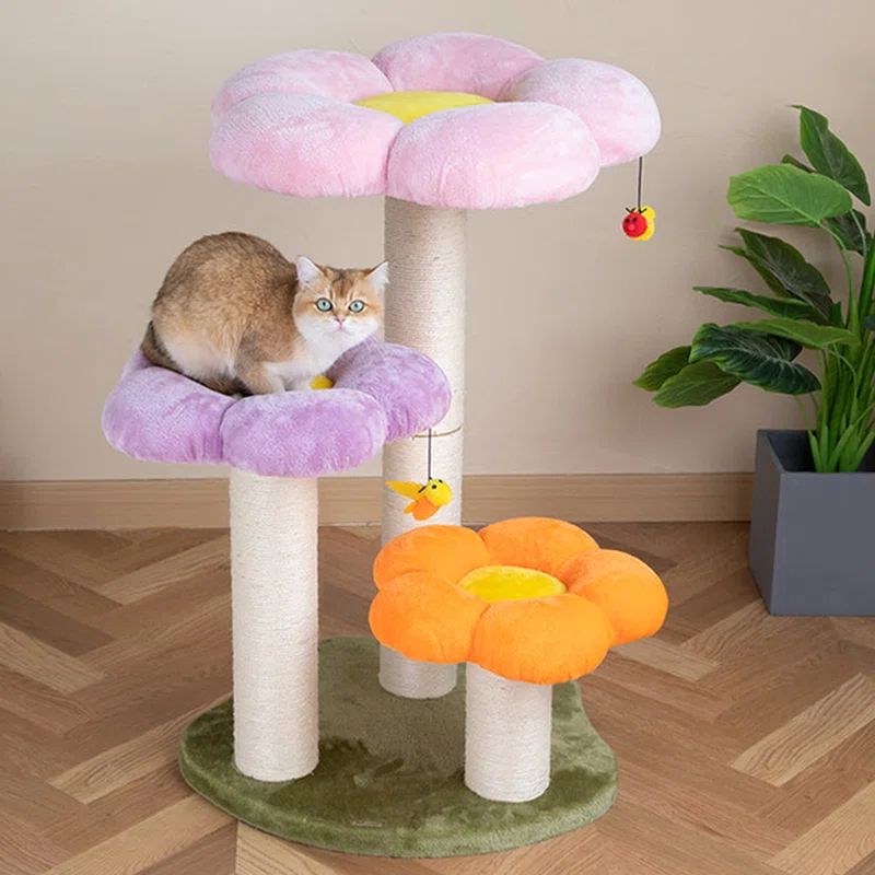 35" Three Flower Cat Tree | Wayfair North America