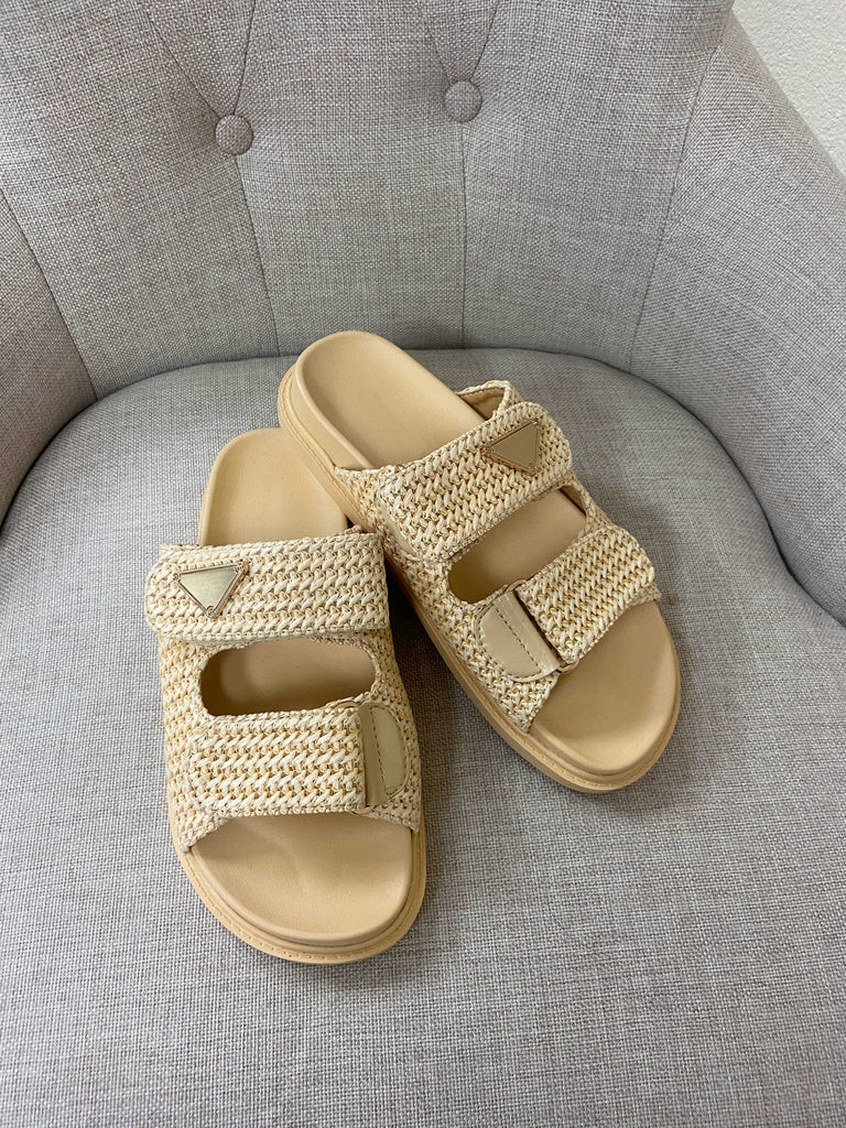 NEW!! The Tuscany Raffia Slide in Natural | Glitzy Bella