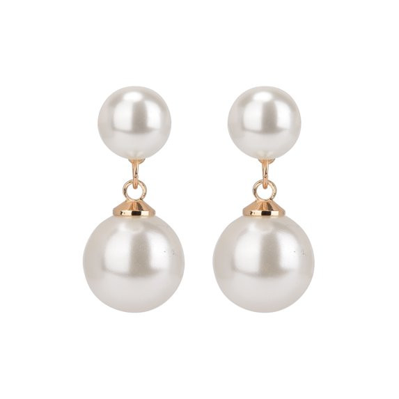 Time and Tru Adult Women's Gold Tone Faux Pearl Drop Metal Earring | Walmart (US)