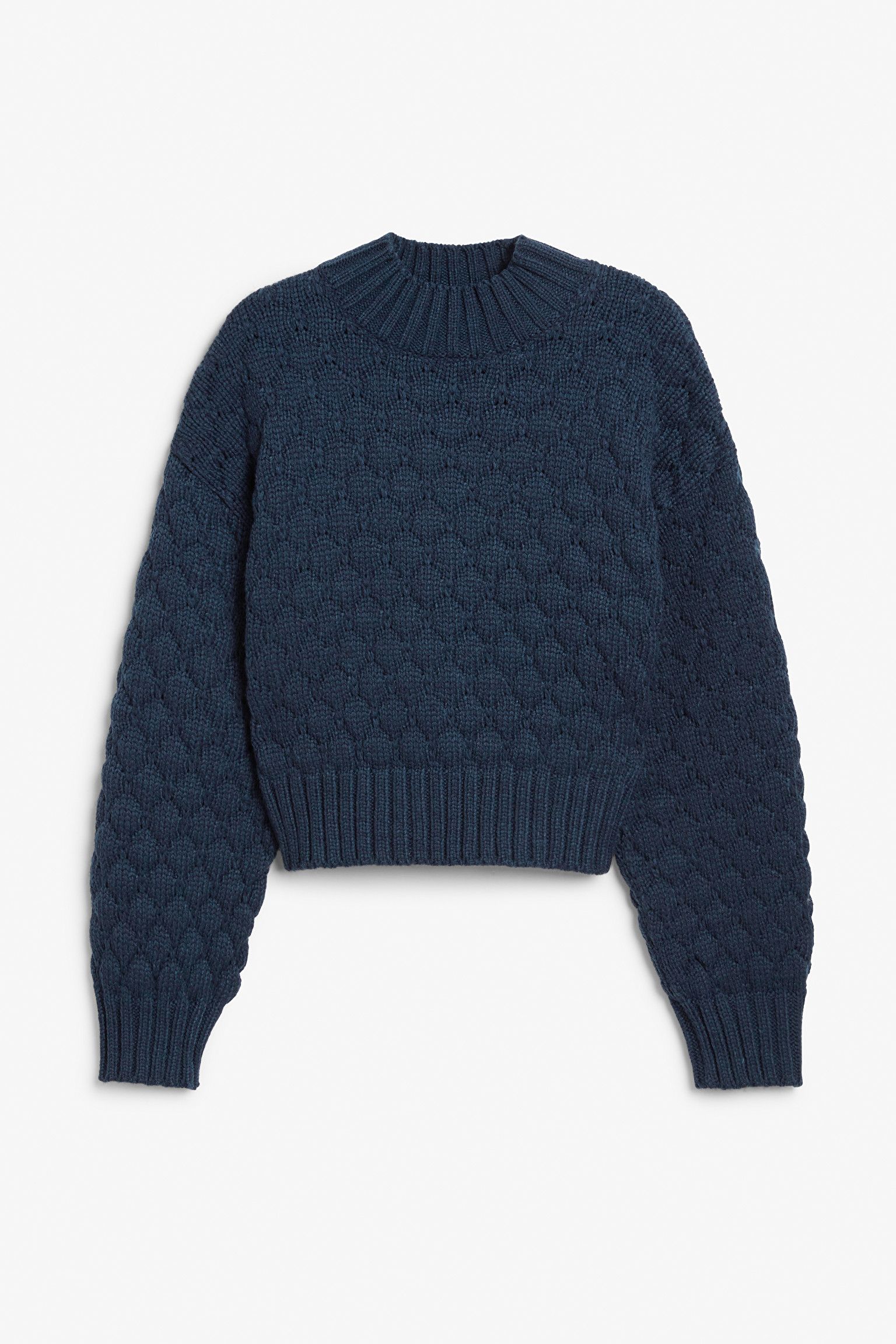 Online exclusive
                		Navy blue oversized knit sweater
                  			£35 | Monki