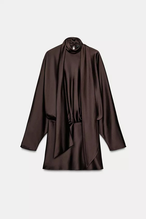SATIN FOULARD SHORT DRESS | Zara UK