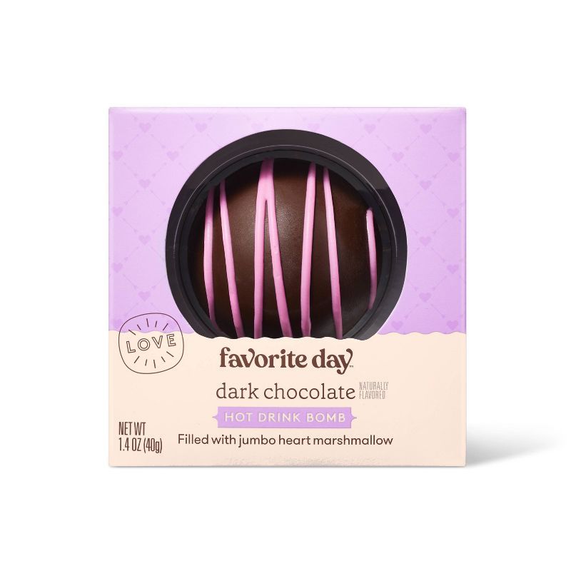Valentine's Dark Chocolate Hot Chocolate Bomb with Pink Drizzle - 1.4oz - Favorite Day™ | Target