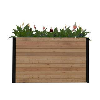 New England Arbors Mezza 16 in. x 56 in. x 33 in. Golden Brown Composite Parklette Planter-VT1771... | The Home Depot