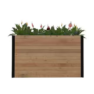 New England Arbors Mezza 16 in. x 56 in. x 33 in. Golden Brown Composite Parklette Planter-VT1771... | The Home Depot