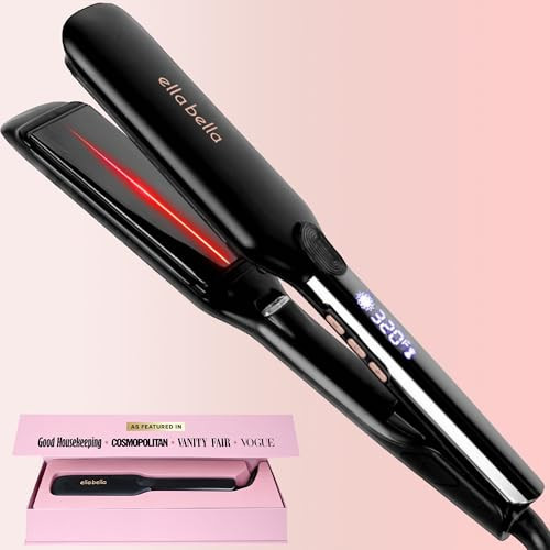 ELLA BELLA® Titanium Flat Iron Hair Straightener (with Infrared) • Professional Straightening Iron • Digital Display to Accurately Control Temperature • As Featured in Good Housekeeping | Amazon (US)